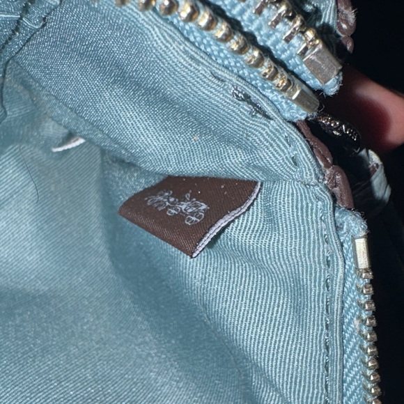 Coach Blue/Green Leather Wristlet - Picture 3 of 5